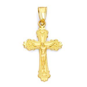 14k Real Solid Gold Crucifix Pendant Cross Jewelry